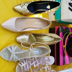 Nude, gold and rhinestone shoes